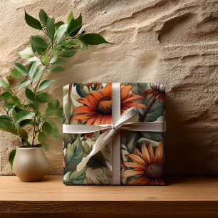 Sage Terracotta Botanical Floral Bridal Shower  Wrapping Paper