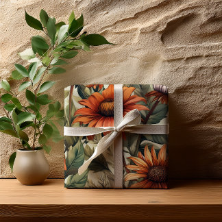 Sage Terracotta Botanical Floral Bridal Shower  Wrapping Paper