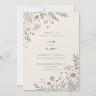 Sage Terracotta Meadow Wildflower Wedding Invitation