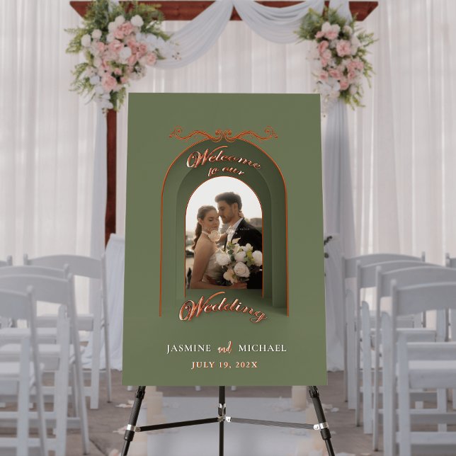 Sage Terracotta Minimal Wedding Arch Welcome Sign  (Creator Uploaded)