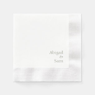 Sage Text Personalized White Coined Wedding Napkins