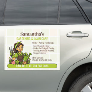 Sage Tile Gardener Girl Flowers Lawn Care Vehicle Car Magnet