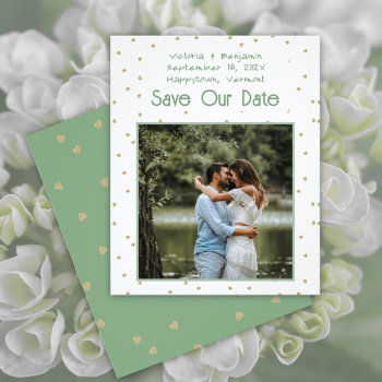 Sage Tiny Hearts Budget Save Our Date Cards Flyer by Country_Wedding at Zazzle