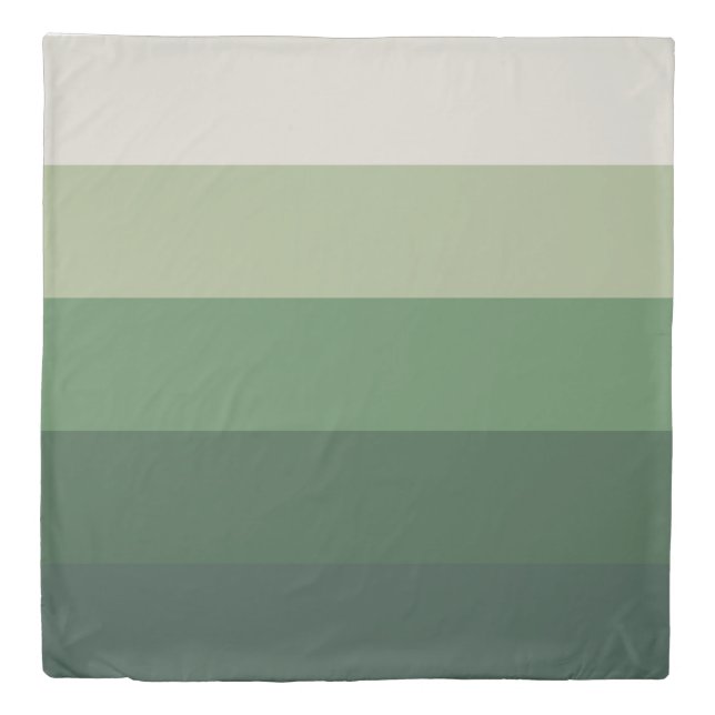 Sage to Dark Green Stripe Palette Stripe Bedding Duvet Cover (Front)