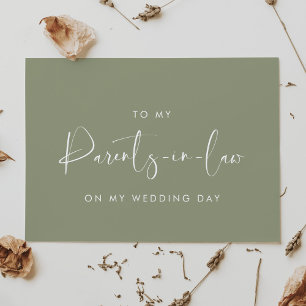 Sage To my parents in law on my wedding day card