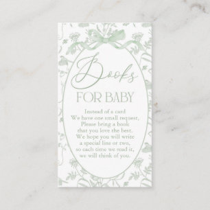 Sage toile Baby Shower Book Enclosure Card
