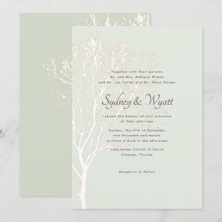 Sage Tree Parents Names Custom Wedding Invitation