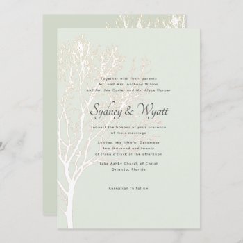 Sage Tree Parents Names Custom Wedding Invitation by BlueHyd at Zazzle