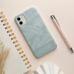 Sage | Tropical Botanical Palm Leaves Pattern iPhone 13 Case<br><div class="desc">Catch some summer vibes with this trendy island inspired tropical botanical pattern featuring sheer palm frond silhouettes on a sage green background. This cool, modern jungle pattern with lush white foliage, palm tree leaves and tropical greenery is the perfect way to complete your summer look. Personalize with a name or...</div>