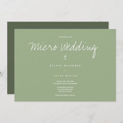 Sage Typography Micro Wedding Invitation