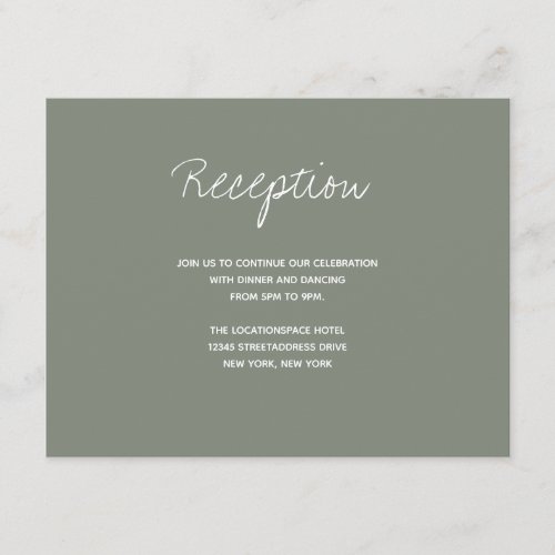 Sage Typography Reception Info Enclosure Card