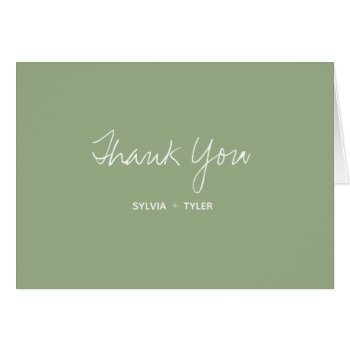 Sage Typography Wedding Thank You by Holidayday at Zazzle