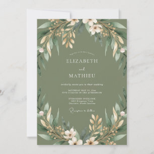 Sage Verdant Flourish Wedding Invitation