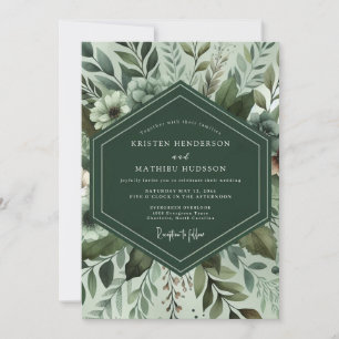 Sage Verdant Foliage Wedding Invitation