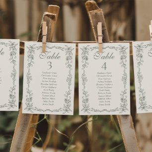 Sage Victorian Wedding Seating Chart Sign Cards