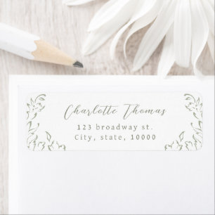 Sage Vintage Flourish Script return address Label