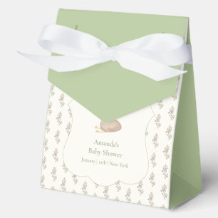 Sage Vintage Flower Umbrella Duck Baby Shower Favor Boxes
