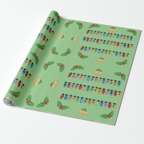 Sage wHoliday Colors   New Year Wrapping Paper