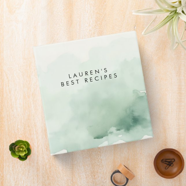 Sage Watercolor Minimal Botanical Soft 3 Ring Binder (In Situ)