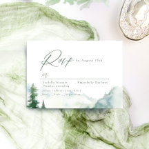 Sage Watercolor Mountain Forest Rustic Wedding