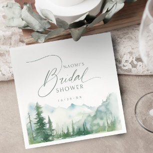 Sage Watercolor Mountain Rustic Bridal Shower  Napkins
