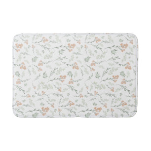 Sage Watercolor Wildflower Floral Bath Mat