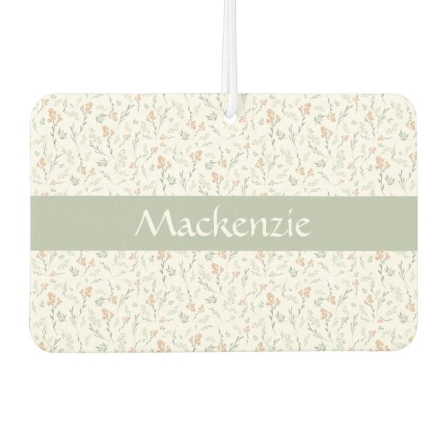 Sage Watercolor Wildflower Floral Custom Name Air Freshener (Front)