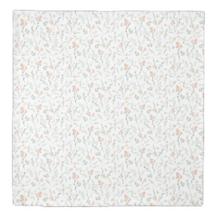 Sage Watercolor Wildflower Floral Duvet Cover