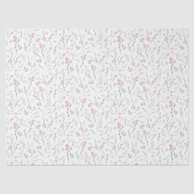 Sage Watercolor Wildflower Floral Tissue Paper (Front)