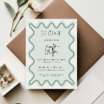 Sage Wavy Border 60th Birthday Invitation<br><div class="desc">Designed to coordinate with our Wavy Border Collection, this modern birthday invitation features the trendy & popular wavy border in sage colour on white background. If you want to catch your guest's attention with a pop of colour on your trendy invitation, this suite is perfect for you. For more advanced...</div>