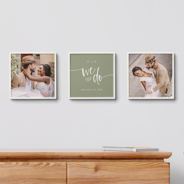 Sage We Do Personalized Wedding Peel And Stick Photo Tile (Dresser)