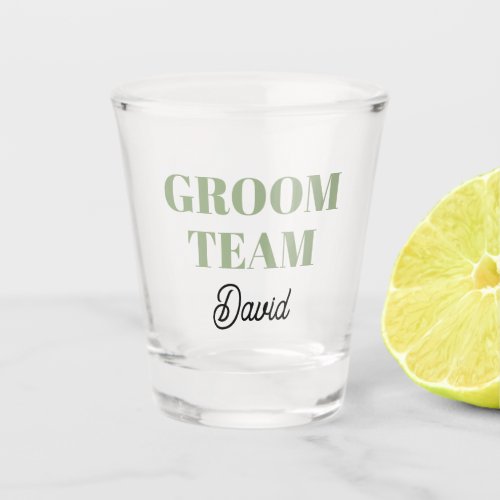Sage Wedding Groom Team Stylized Name Shot Glass