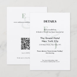 Sage Wedding Hotel Details Card | QR