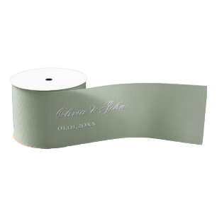 Sage Wedding Names Date Grosgrain Ribbon