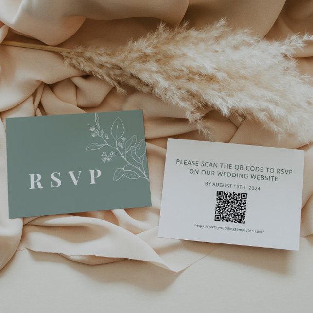 Sage Wedding RSVP Card with QR code (Creator Uploaded)