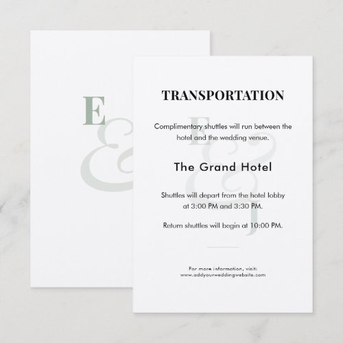 Sage Wedding Shuttle Details Enclosure Card
