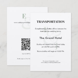 Sage Wedding Transportation Details Card QR