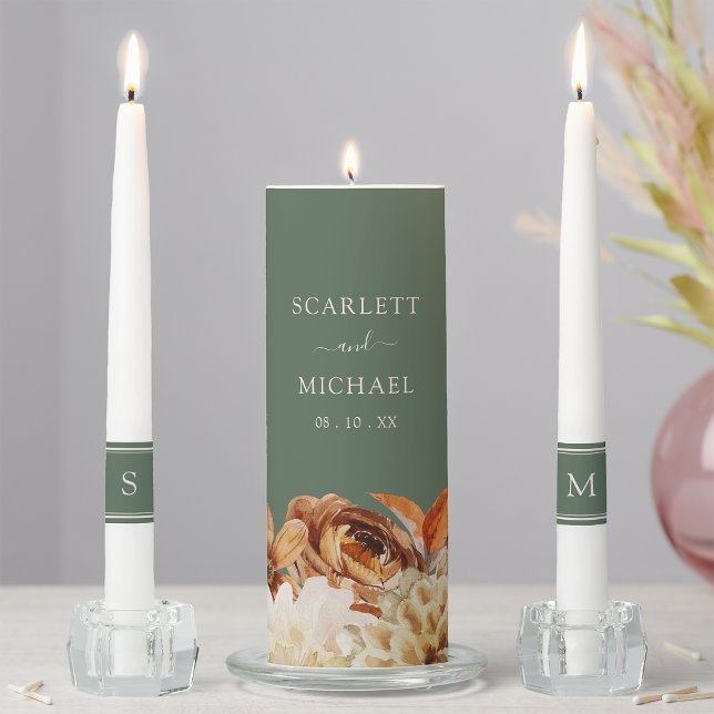Sage Wedding Unity Candle Set (Sage Green Wedding Unity Candle Set by Painted Paperie
)