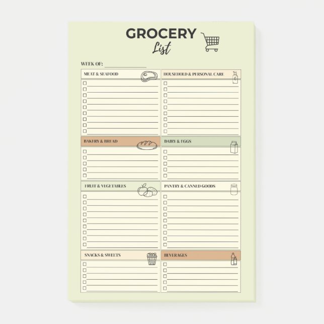 Sage Weekly Grocery List -  Post-it Notes (Front)