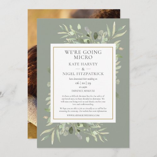 Sage Were Going Micro Downsized Photo Wedding Invitation