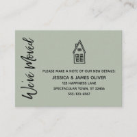 Sage "We've Moved" Card w/ Little House Drawing