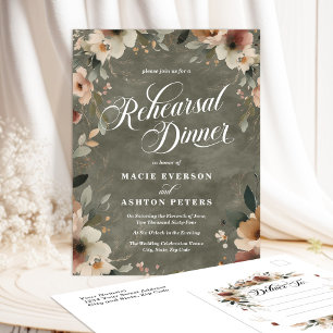 Sage Whisper Cottagecore Floral Rehearsal Dinner Invitation Postcard