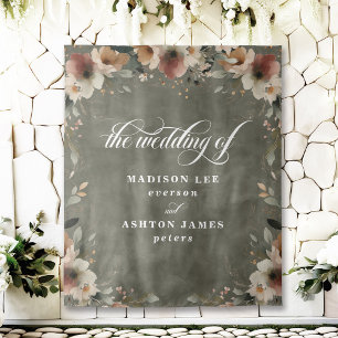 Sage Whisper Floral Wedding Photo Booth Backdrop
