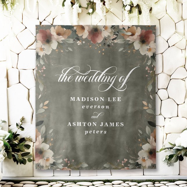 Sage Whisper Floral Wedding Photo Booth Backdrop (Step into a fairy tale with our beautiful wedding backdrops, perfect for capturing your love.)