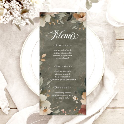 Sage Whisper Green Cottagecore Floral Wedding Menu