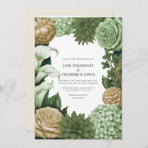 Sage Whisper, Olive Quartz & Dune Wheat Wedding Invitation
