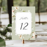 Sage White Blush Elegant Floral Wedding Table Number<br><div class="desc">This wedding table number card features watercolor illustrations of flowers in blush pink,  white,  and greenery with a gray ticket frame.  For more advanced customization of this design,  please click the BLUE DESIGN TOOL BUTTON above. Matching items are also available.</div>