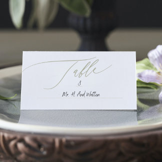 Sage & White Calligraphy Modern Wedding Place Card