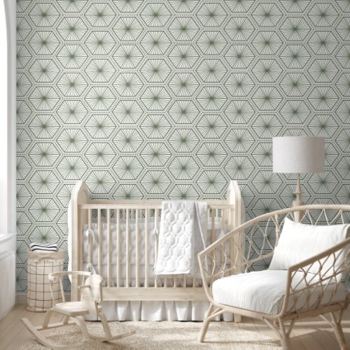 Sage White Geometric Pattern Wallpaper