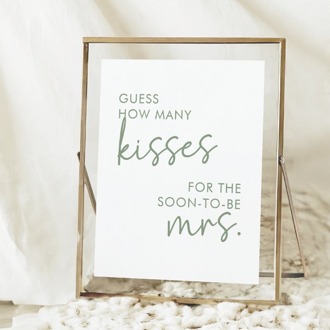 Sage & White Minimal Script How Many Kisses Game Poster (Creator Uploaded)